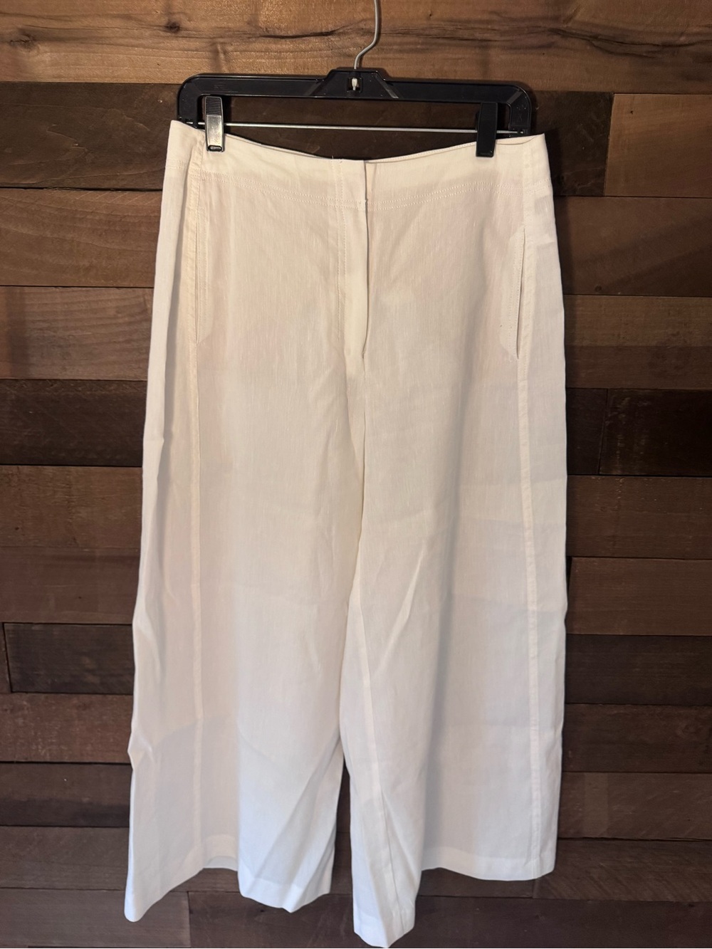 Babaton Women’s Wide-Leg White Linen Blend Pants